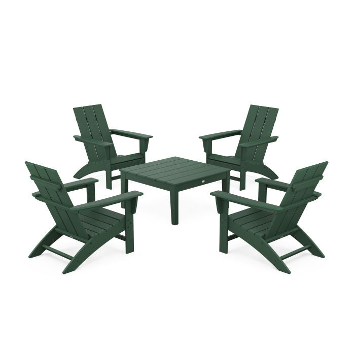 5-Piece Modern Adirondack Chair Conversation Set with 36" Conversation Table