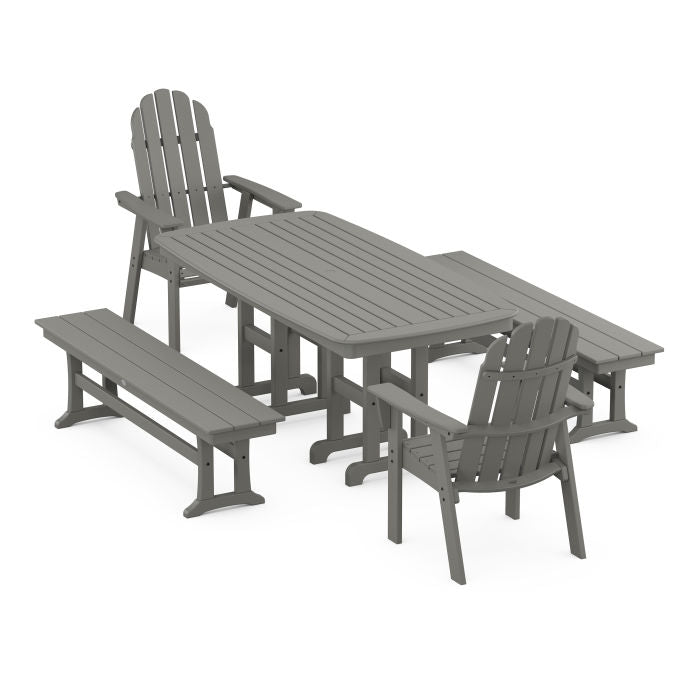 Vineyard Adirondack 5-Piece Dining Set with Benches