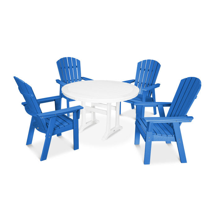 Nautical Curveback Adirondack 5-Piece Round Dining Set with Trestle Legs