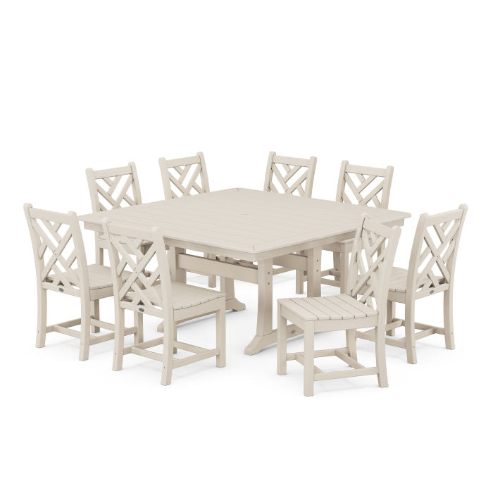 Chippendale 9-Piece Nautical Trestle Dining Set