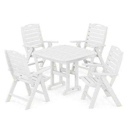 Nautical Folding Highback Chair 5-Piece Dining Set in Vintage Finish
