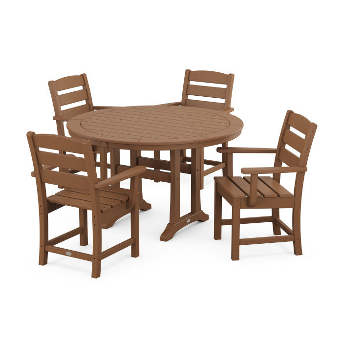 Lakeside 5-Piece Round Dining Set with Trestle Legs