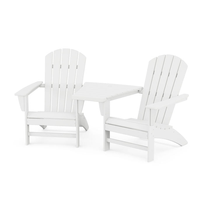 Nautical 3-Piece Adirondack Set with Angled Connecting Table