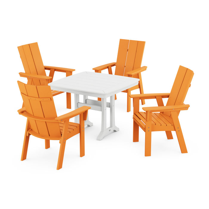 Modern Adirondack 5-Piece Dining Set with Trestle Legs