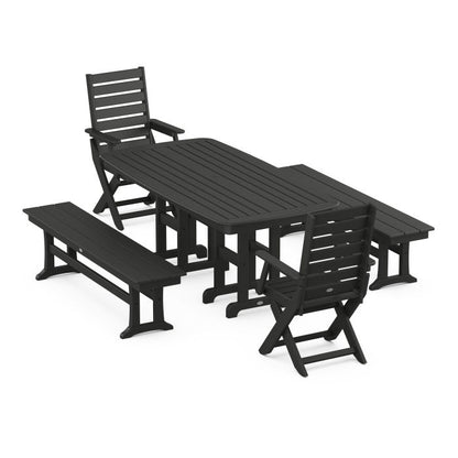 Captain 5-Piece Dining Set with Benches