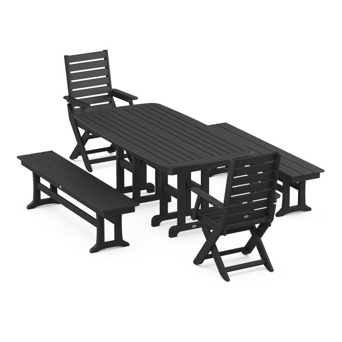 Captain 5-Piece Dining Set with Benches