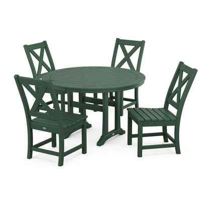 Braxton Side Chair 5-Piece Round Dining Set With Trestle Legs