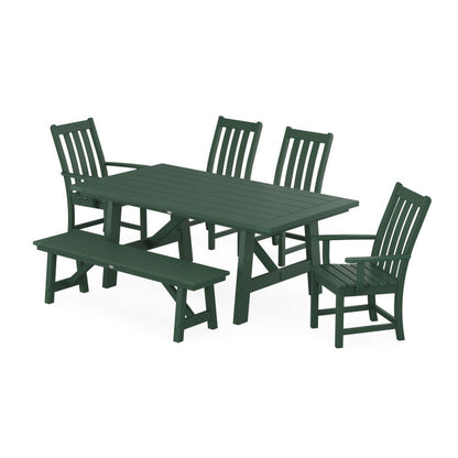 Vineyard 6-Piece Rustic Farmhouse Dining Set With Bench