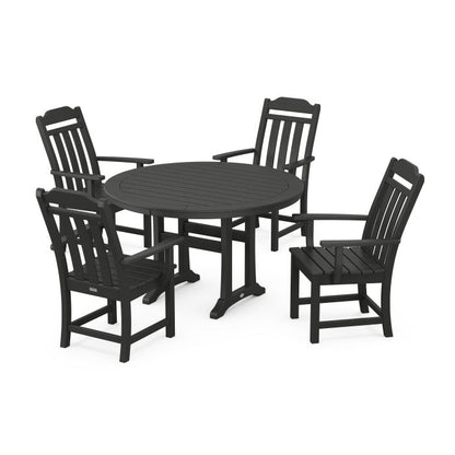 Country Living 5-Piece Round Dining Set with Trestle Legs