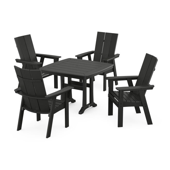 Modern Adirondack 5-Piece Dining Set with Trestle Legs