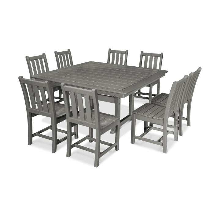 Traditional Garden 9-Piece Nautical Trestle Dining Set