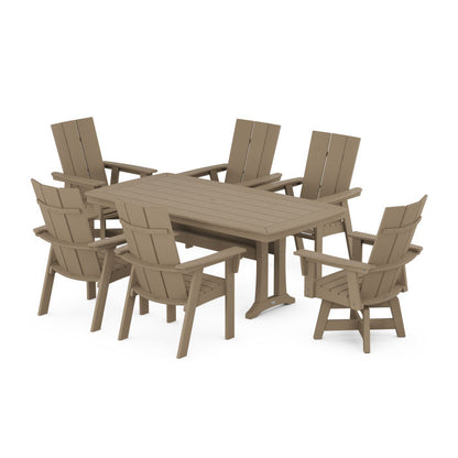 Modern Adirondack 7-Piece Dining Set with Trestle Legs in Vintage Finish