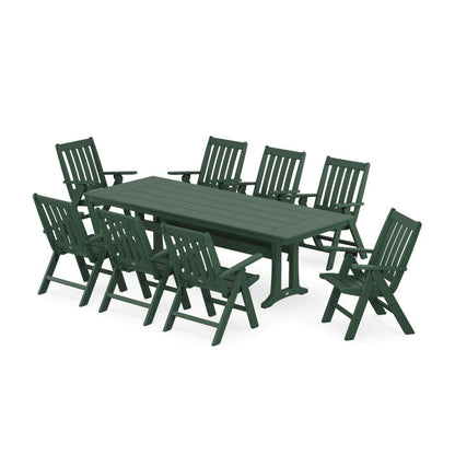 Vineyard Folding 9-Piece Farmhouse Dining Set with Trestle Legs