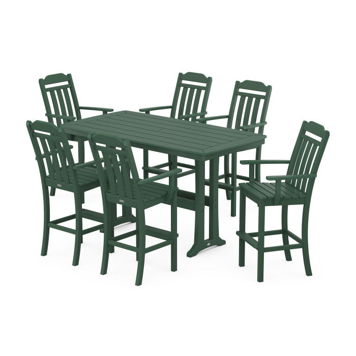 Country Living Arm Chair 7-Piece Bar Set with Trestle Legs