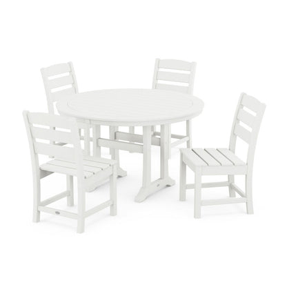 Lakeside Side Chair 5-Piece Round Dining Set With Trestle Legs in Vintage Finish