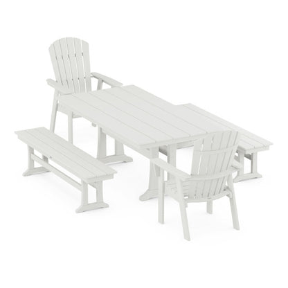 Nautical Adirondack 5-Piece Farmhouse Dining Set With Trestle Legs in Vintage Finish