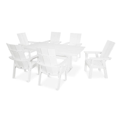 Modern Curveback Adirondack 7-Piece Farmhouse Dining Set with Trestle Legs