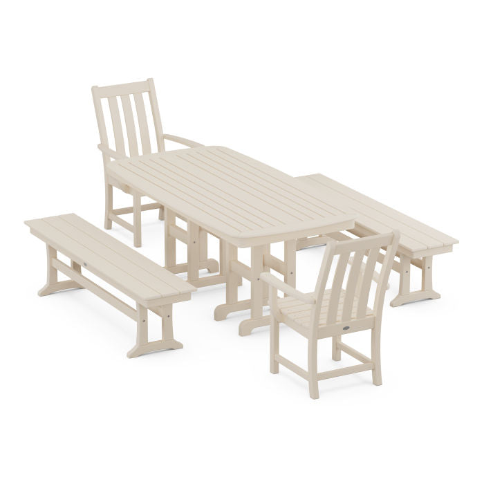 Vineyard 5-Piece Dining Set with Benches