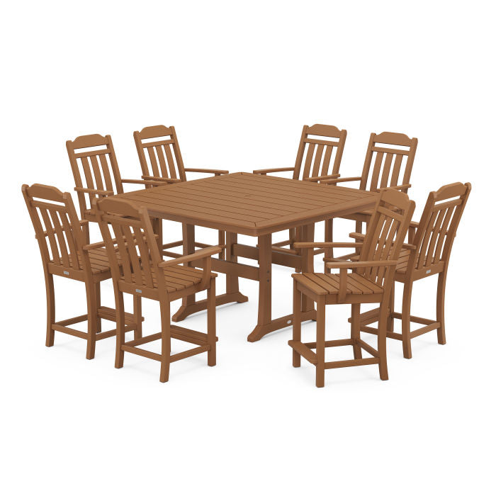 Country Living 9-Piece Square Counter Set with Trestle Legs