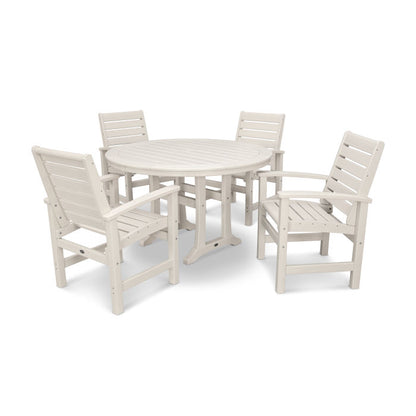Signature 5-Piece Round Dining Set with Trestle Legs