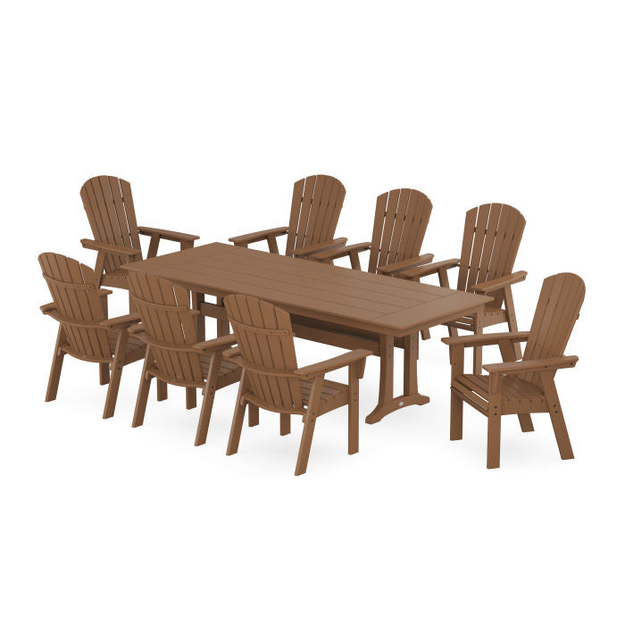 Nautical 9-Piece Curveback Adirondack Farmhouse Dining Set with Trestle Legs
