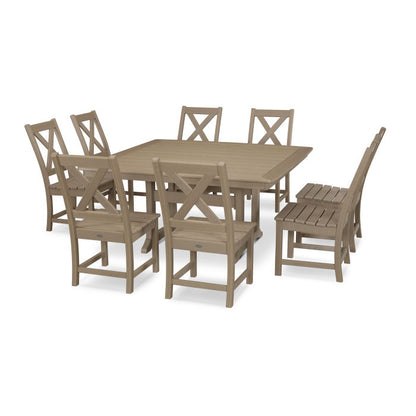 Braxton 9-Piece Nautical Trestle Dining Set in Vintage Finish