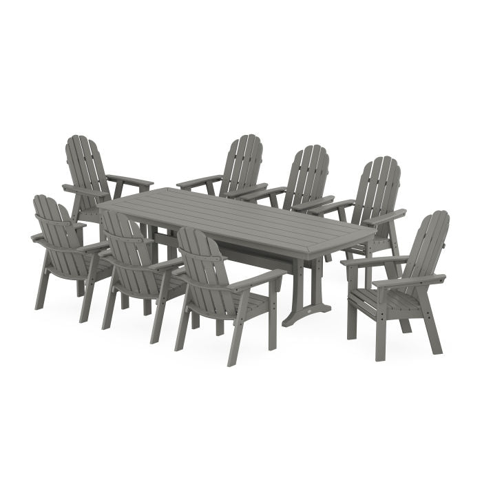 Vineyard Curveback Adirondack 9-Piece Dining Set with Trestle Legs