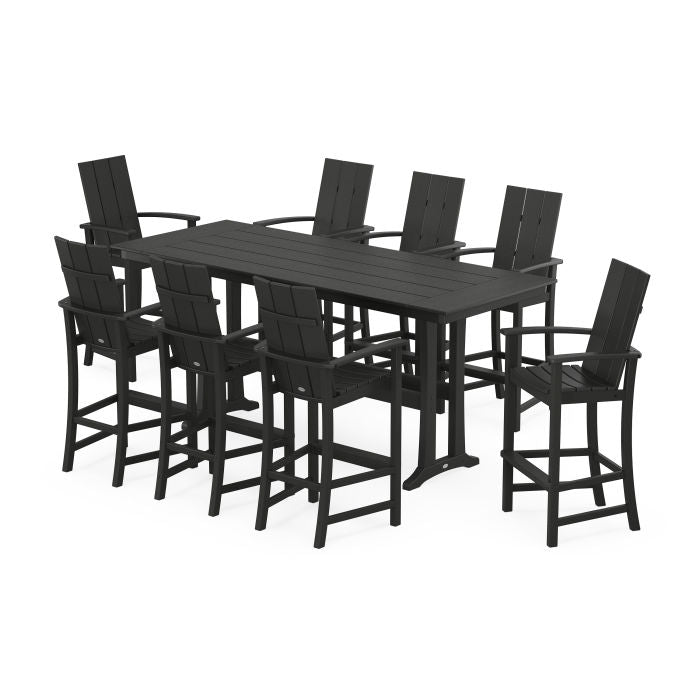 Modern Adirondack 9-Piece Farmhouse Bar Set with Trestle Legs