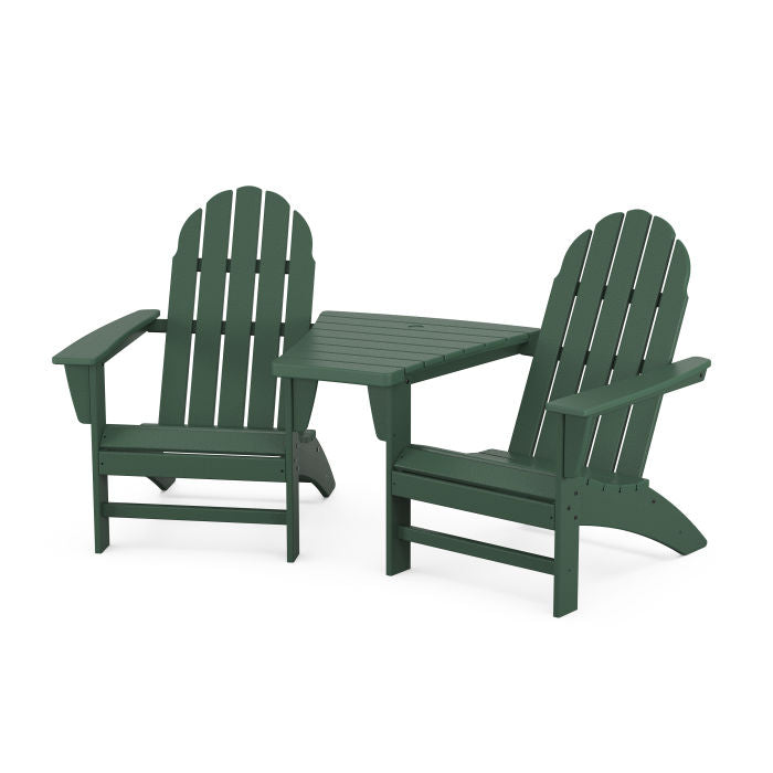 Vineyard 3-Piece Adirondack Set with Angled Connecting Table