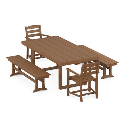 La Casa Café 5-Piece Dining Set with Benches