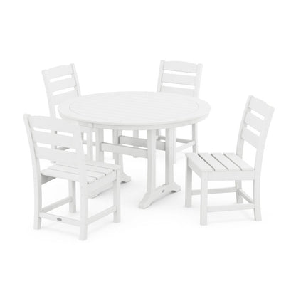 Lakeside Side Chair 5-Piece Round Dining Set With Trestle Legs