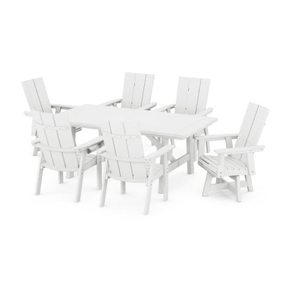 Modern Curveback Adirondack 7-Piece Rustic Farmhouse Swivel Dining Set