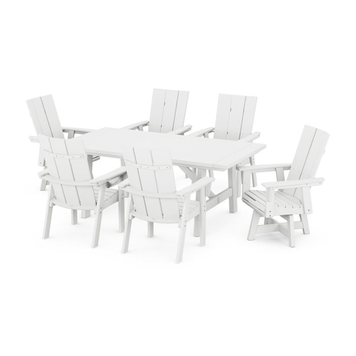 Modern Curveback Adirondack 7-Piece Rustic Farmhouse Swivel Dining Set
