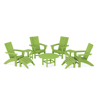 Modern Curveback Adirondack Chair 9-Piece Conversation Set