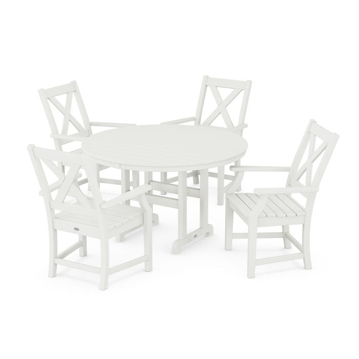 Braxton 5-Piece Nautical Trestle Arm Chair Dining Set in Vintage Finish