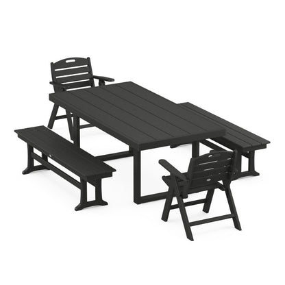 Nautical Lowback 5-Piece Dining Set with Benches