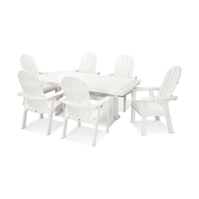 Vineyard Curveback Adirondack 7-Piece Nautical Dining Set with Trestle Legs