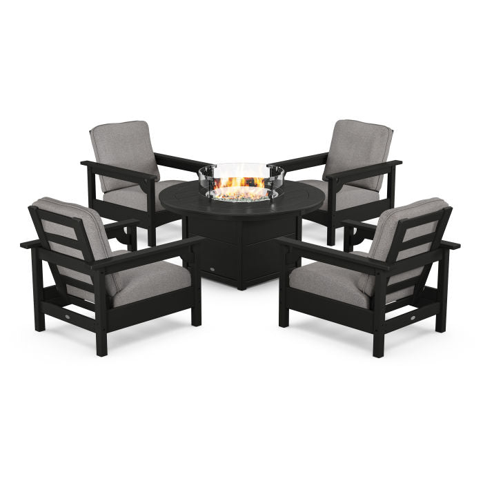 Club 5-Piece Conversation Set with Fire Pit Table