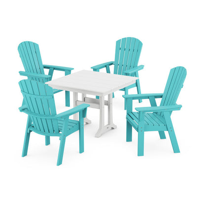 Nautical Adirondack 5-Piece Farmhouse Dining Set With Trestle Legs