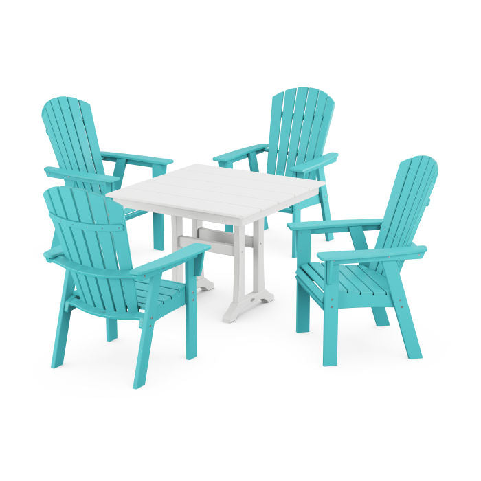 Nautical Adirondack 5-Piece Farmhouse Dining Set With Trestle Legs