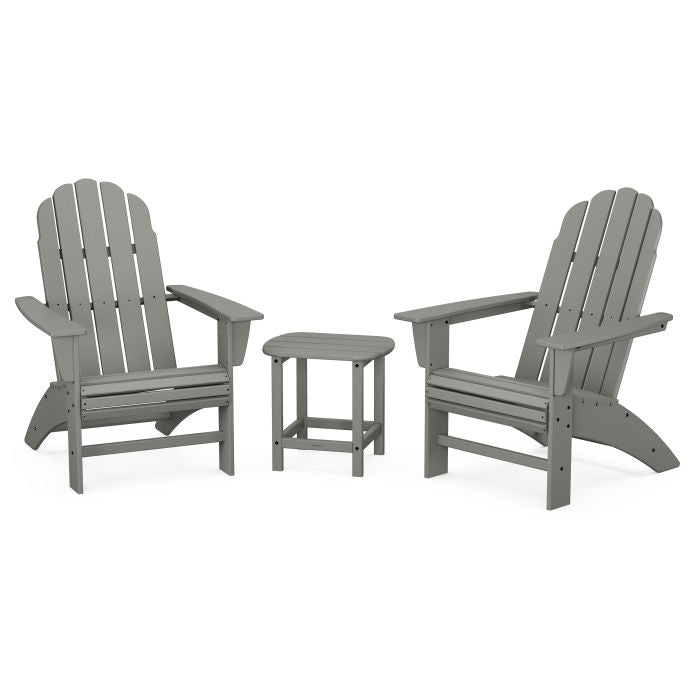 Vineyard 3-Piece Curveback Adirondack Set with South Beach 18" Side Table