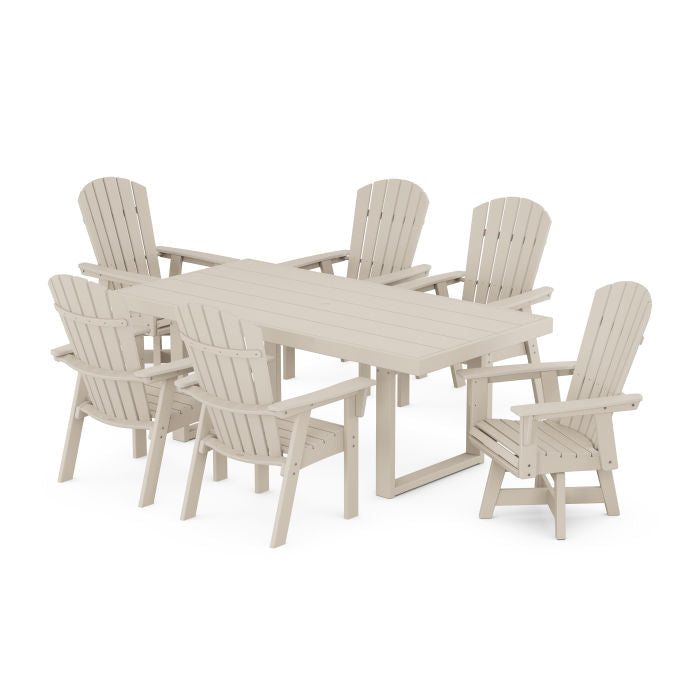 Nautical Curveback Adirondack Swivel Chair 7-Piece Dining Set