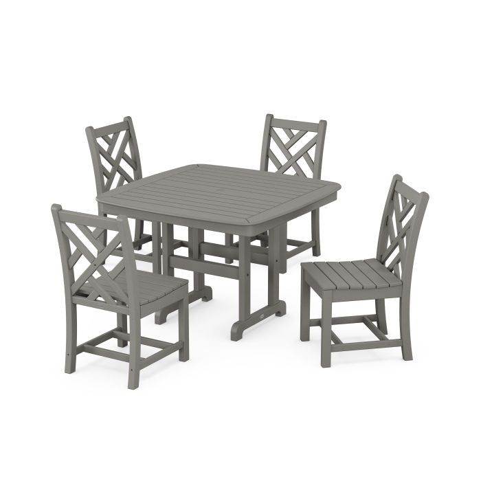 Chippendale Side Chair 5-Piece Dining Set with Trestle Legs