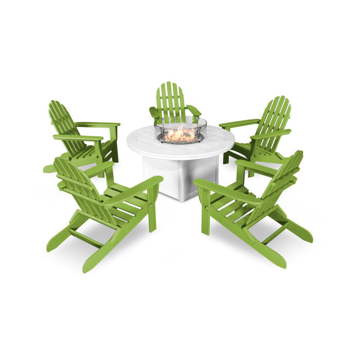 Classic Folding Adirondack 6-Piece Conversation Set with Fire Pit Table