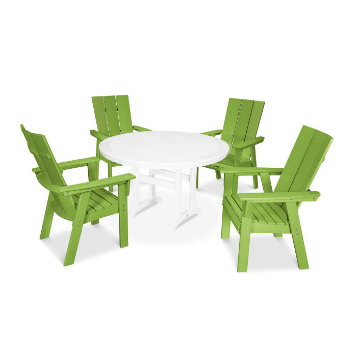 Modern Curveback Adirondack 5-Piece Nautical Trestle Dining Set