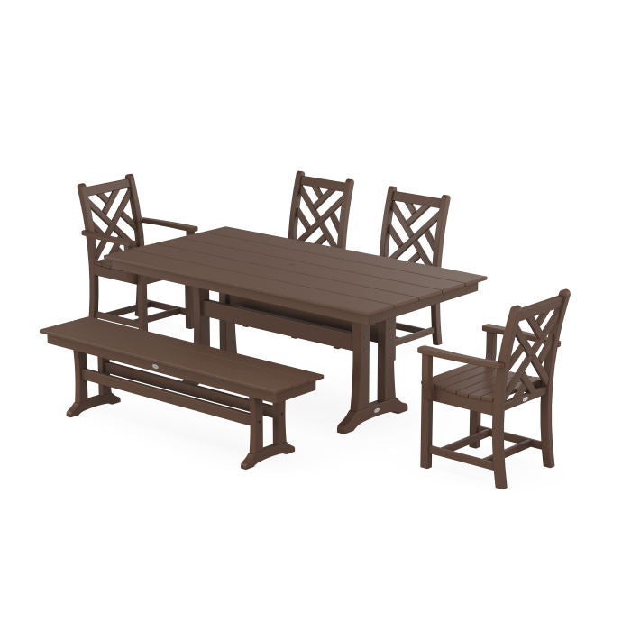 Chippendale 6-Piece Farmhouse Dining Set With Trestle Legs