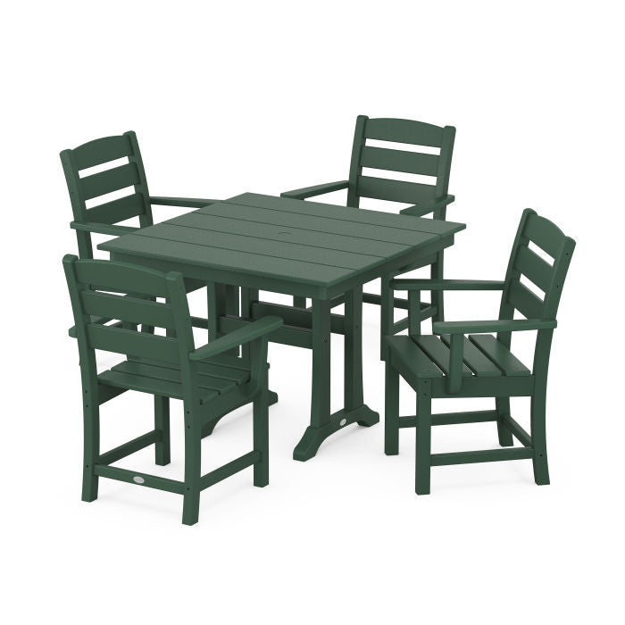 Lakeside 5-Piece Farmhouse Trestle Arm Chair Dining Set