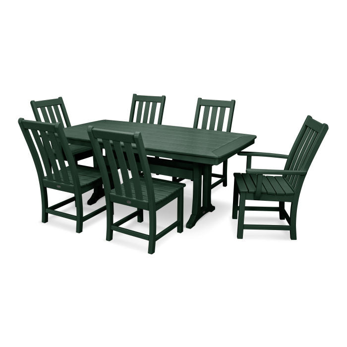 Vineyard 7-Piece Nautical Trestle Dining Set