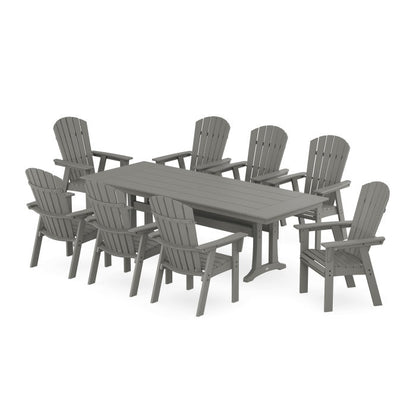 Nautical 9-Piece Curveback Adirondack Farmhouse Dining Set with Trestle Legs