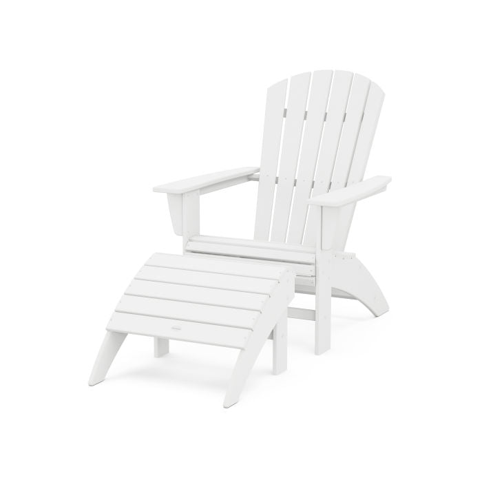 Nautical Curveback Adirondack Chair 2-Piece Set with Ottoman